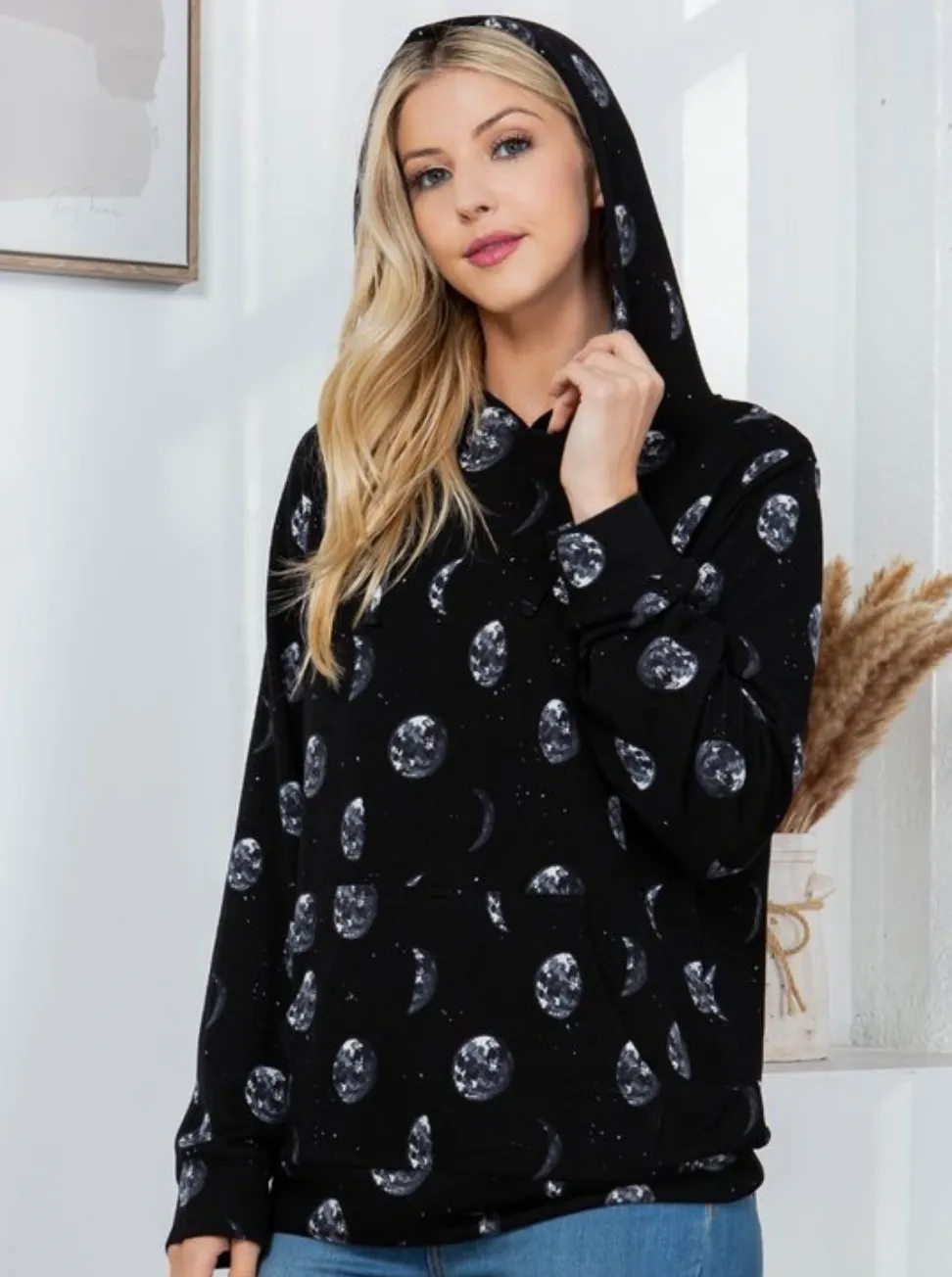 Moon Phase Print Hoodie