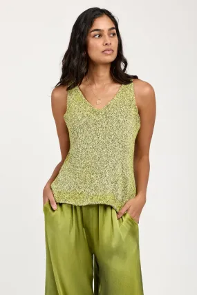 Mouliné Cotton Tank Top in Lime