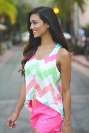 Multi Color Chevron Tank Top