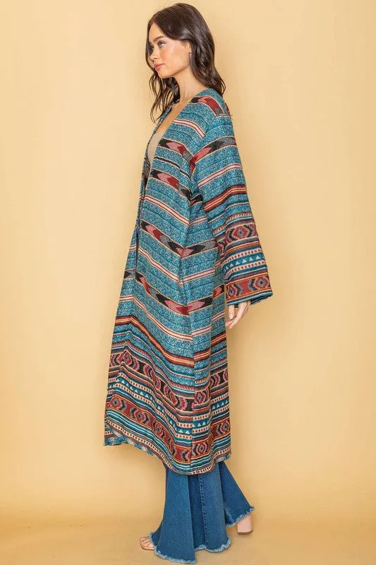 Multi Long Aztec Open Duster