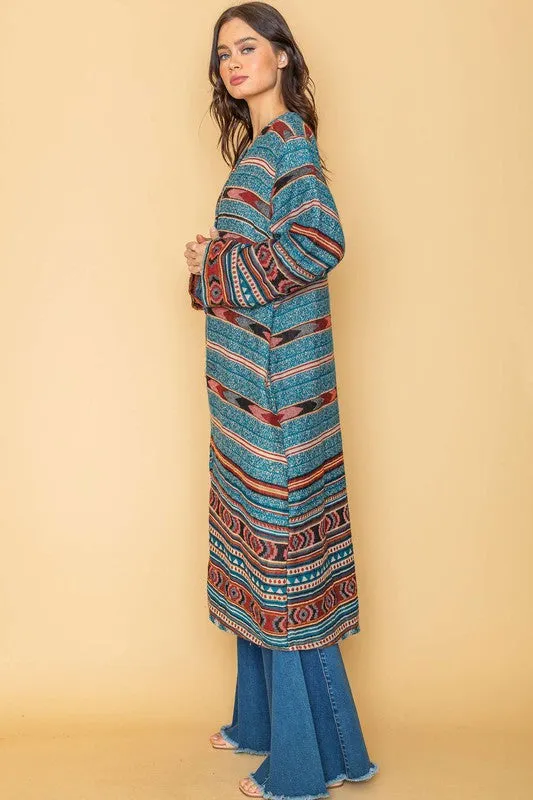 Multi Long Aztec Open Duster