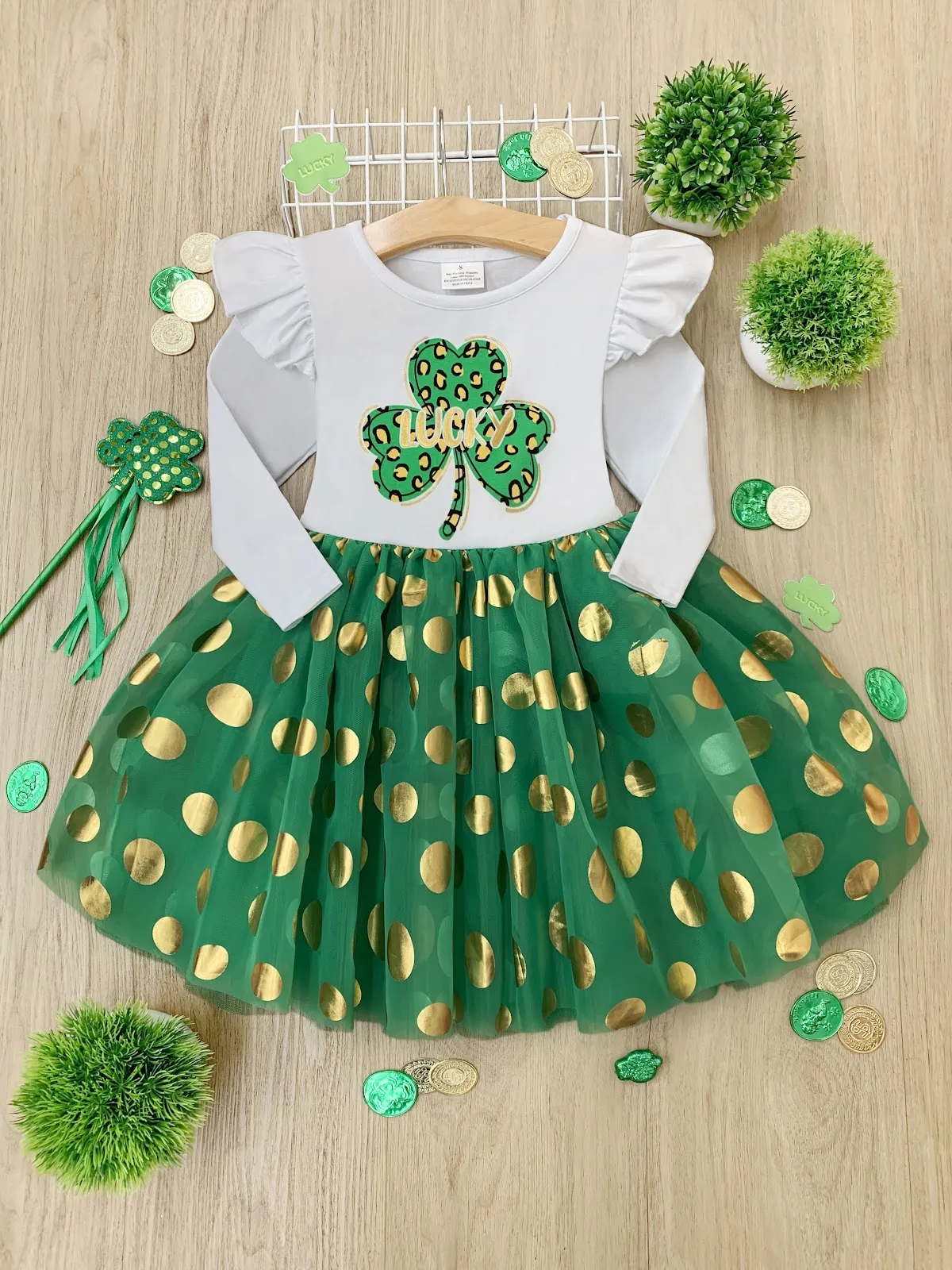 My Own Luck Golden Polka Dot Tutu Dress