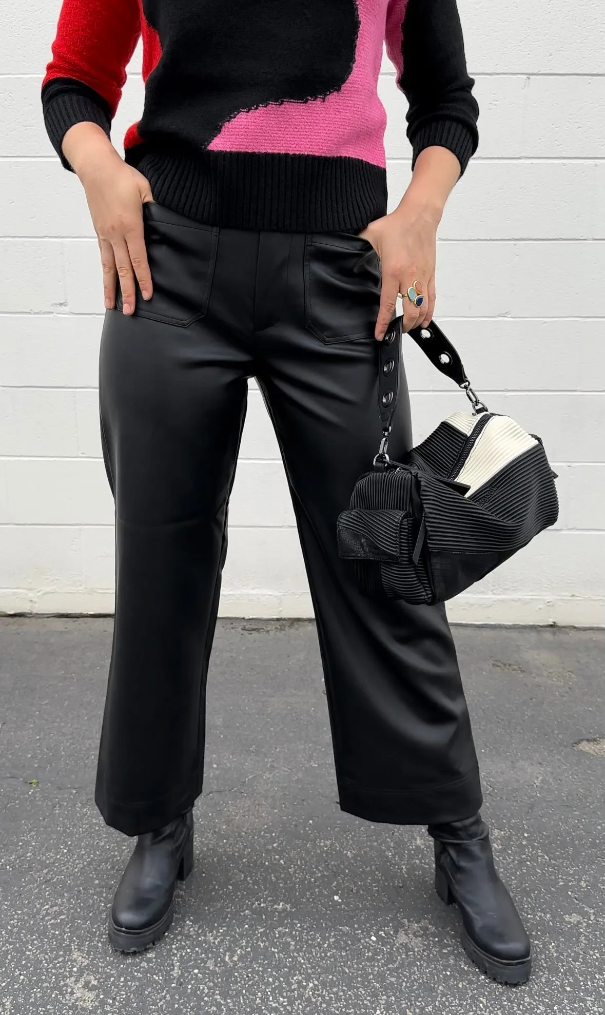 Nadia Vegan Leather Pant - Black