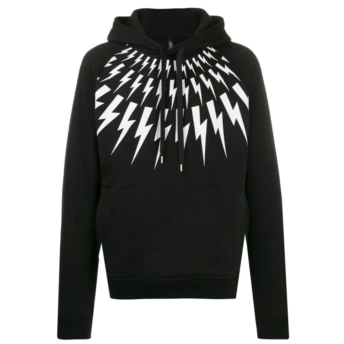 Neil Barrett Black Fair-isle Thunderbolt Pullover Hoodie