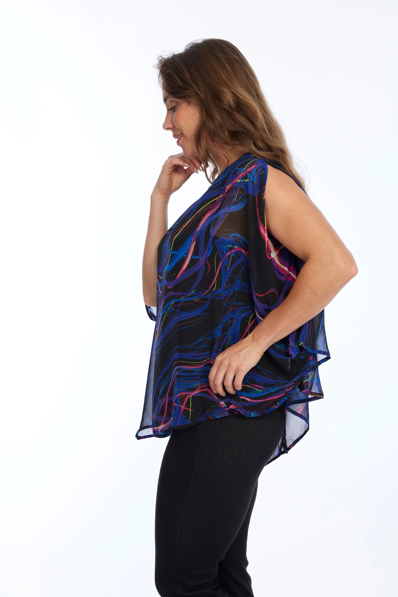 Off the shoulder Flowy Electric Wire Print Blouse | LIOR