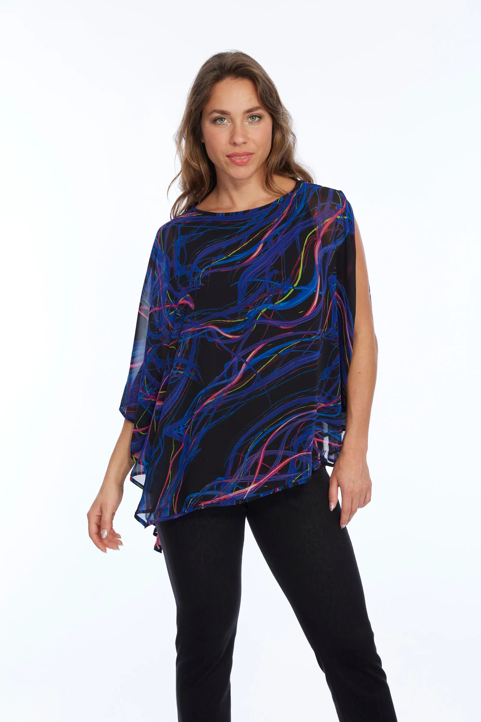 Off the shoulder Flowy Electric Wire Print Blouse | LIOR