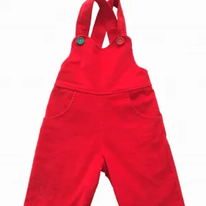 Organic Corduroy Dungaree Shorts: Red