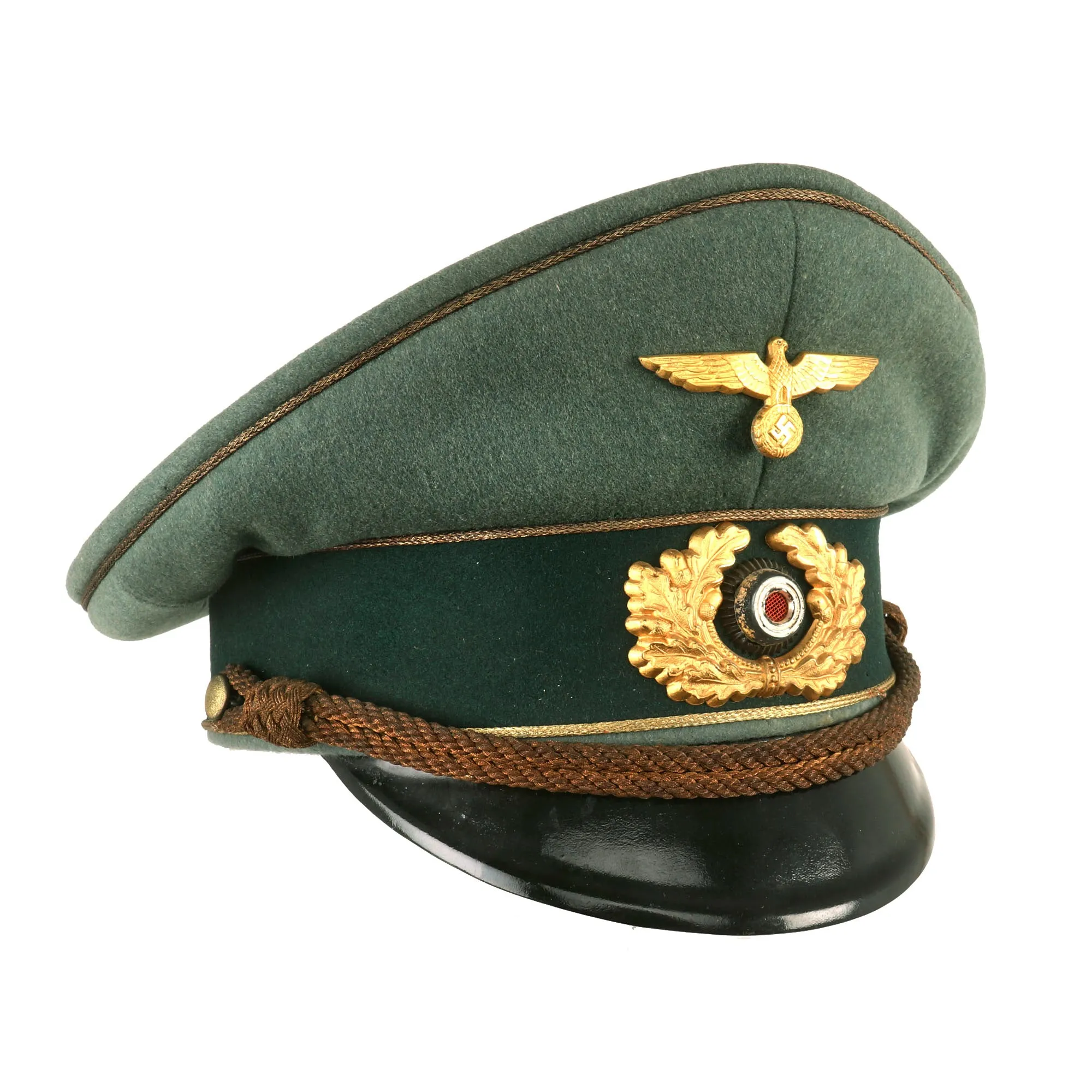 Original Magnificent Rare German WWII General Officer's Schirmmütze Visor Cap by EREL in size 58cm - Double Marked - Formerly Part of the A.A.F. Tank Museum