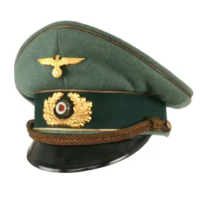 Original Magnificent Rare German WWII General Officer's Schirmmütze Visor Cap by EREL in size 58cm - Double Marked - Formerly Part of the A.A.F. Tank Museum