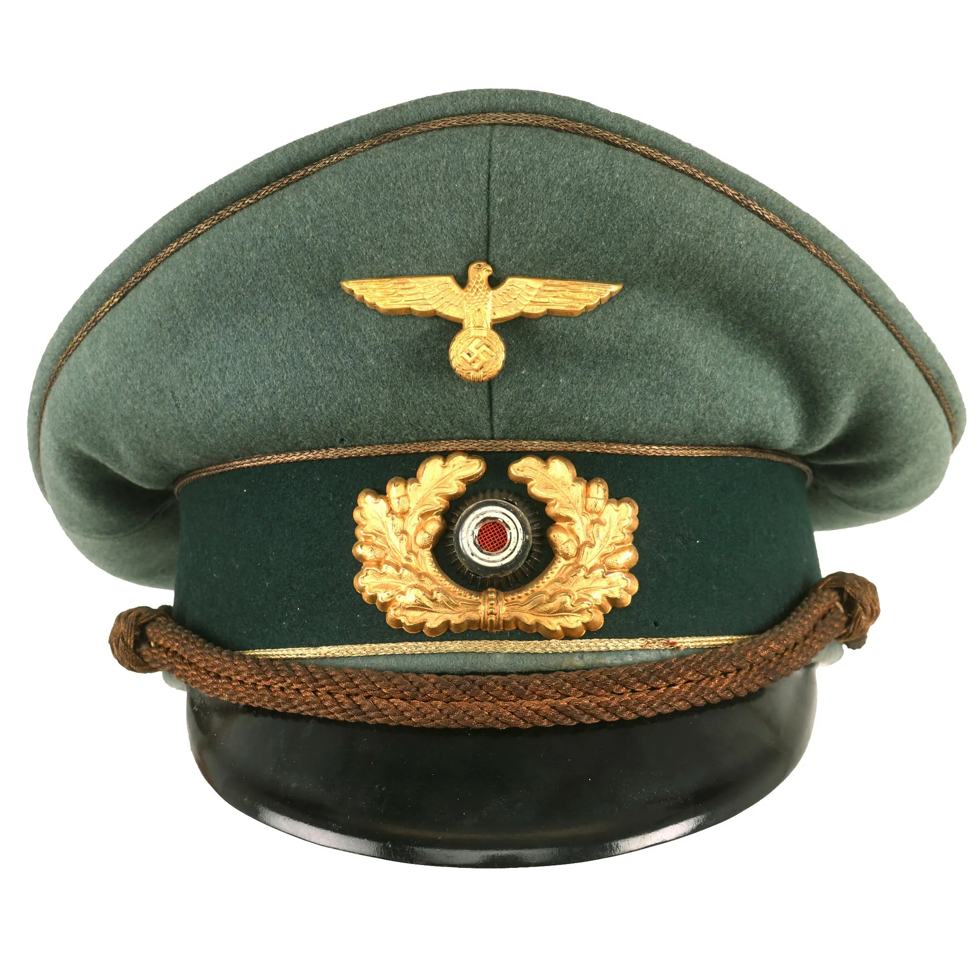 Original Magnificent Rare German WWII General Officer's Schirmmütze Visor Cap by EREL in size 58cm - Double Marked - Formerly Part of the A.A.F. Tank Museum