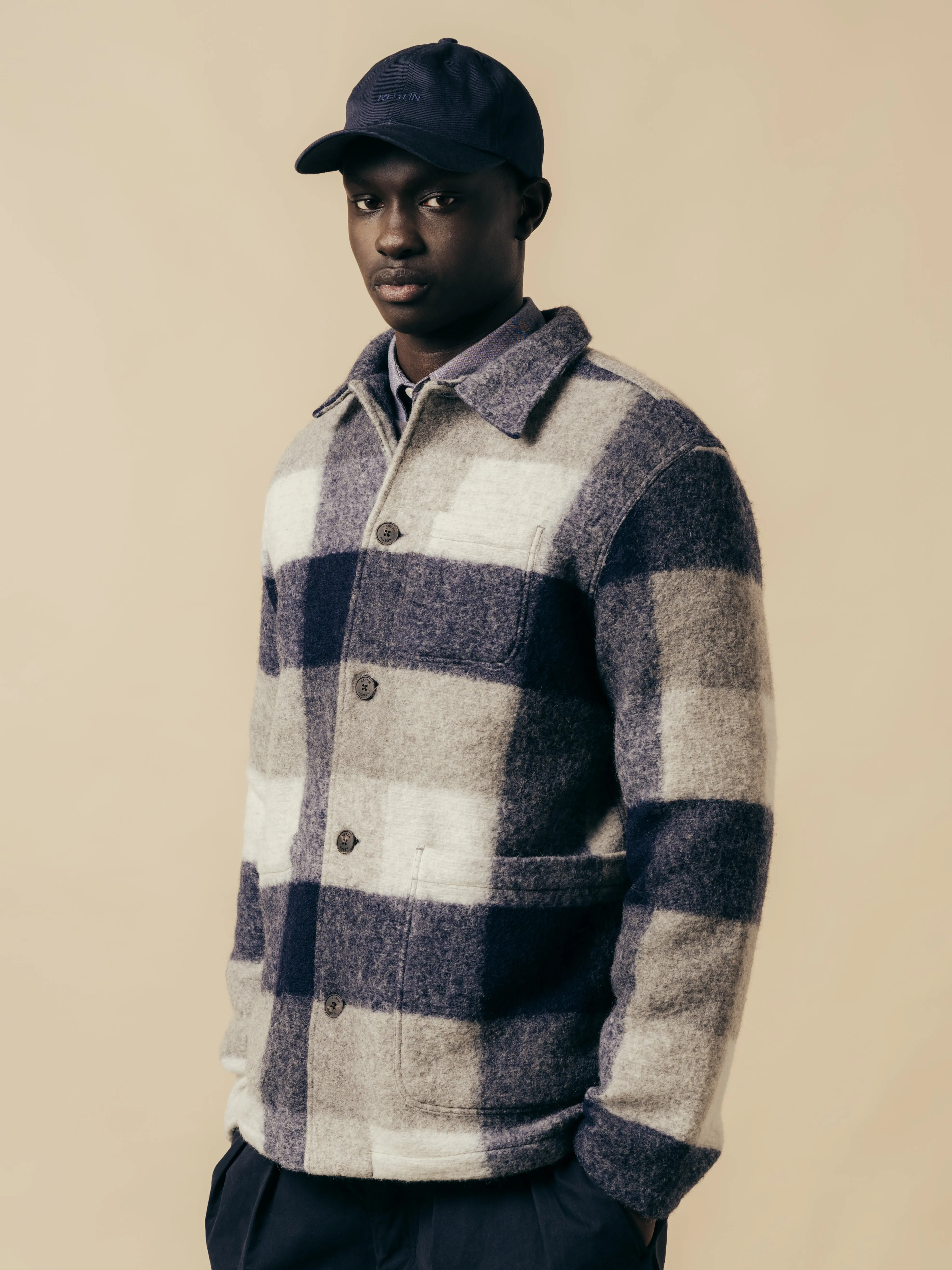 Ormiston Jacket In Navy Check Wool Blend