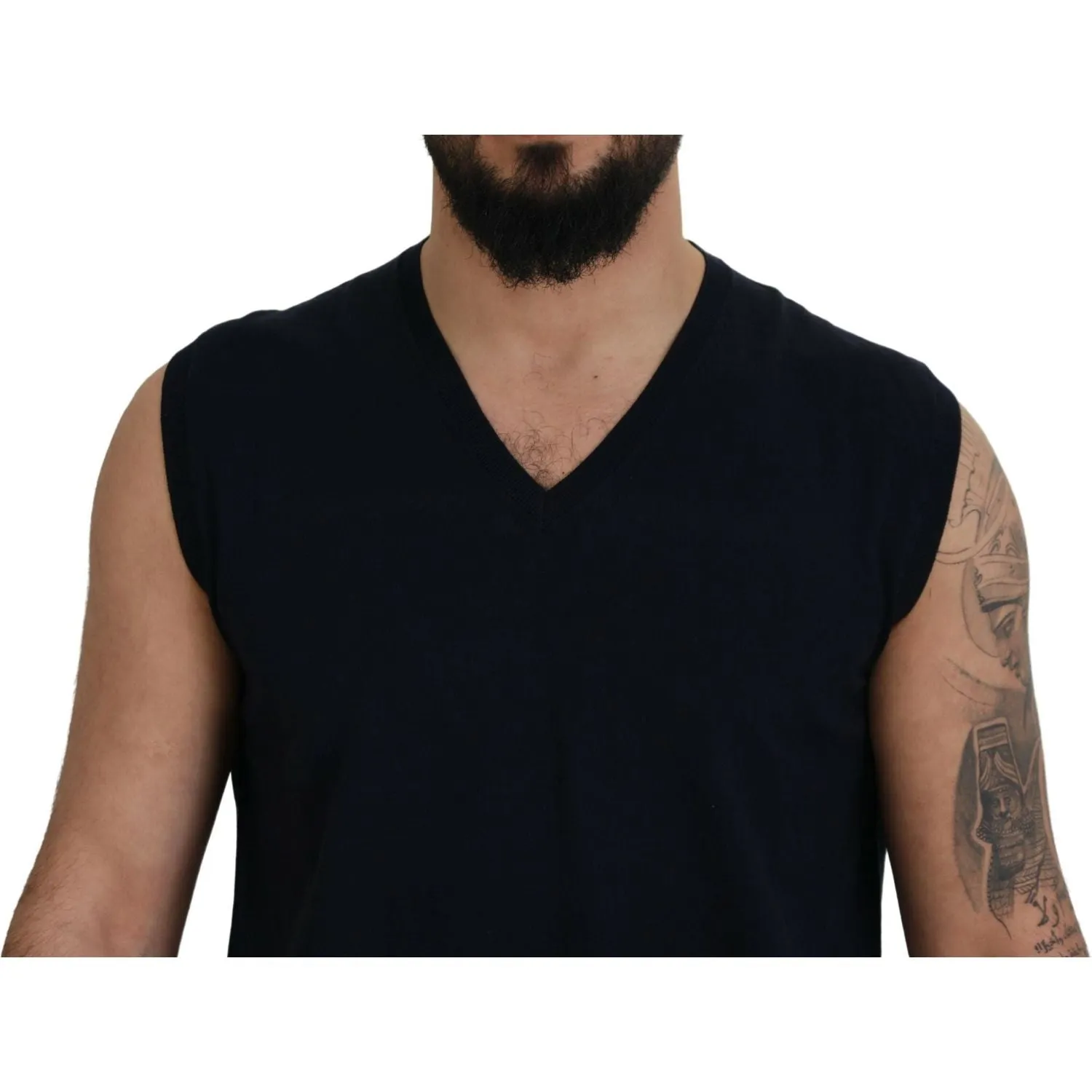 Paolo Pecora Milano Sleek Black V-Neck Sleeveless Tank