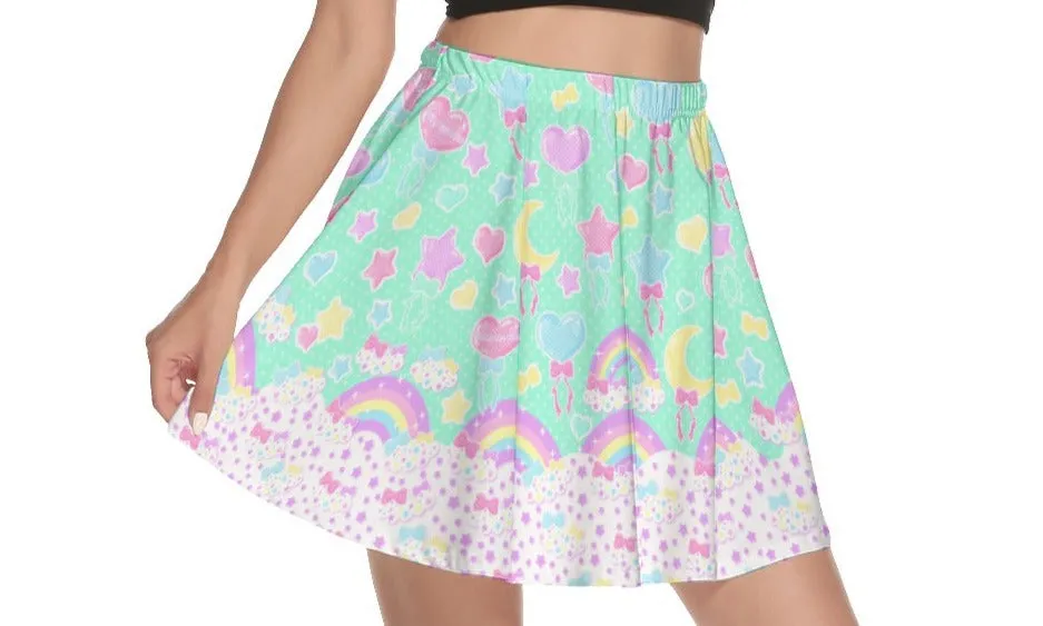 Pastel Party Mint Mini Skater Skirt