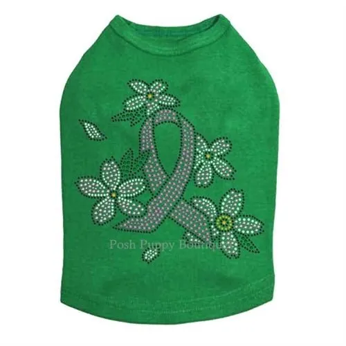 Pink Ribbon with Flowers Rhinestone Tanks- Many Colors