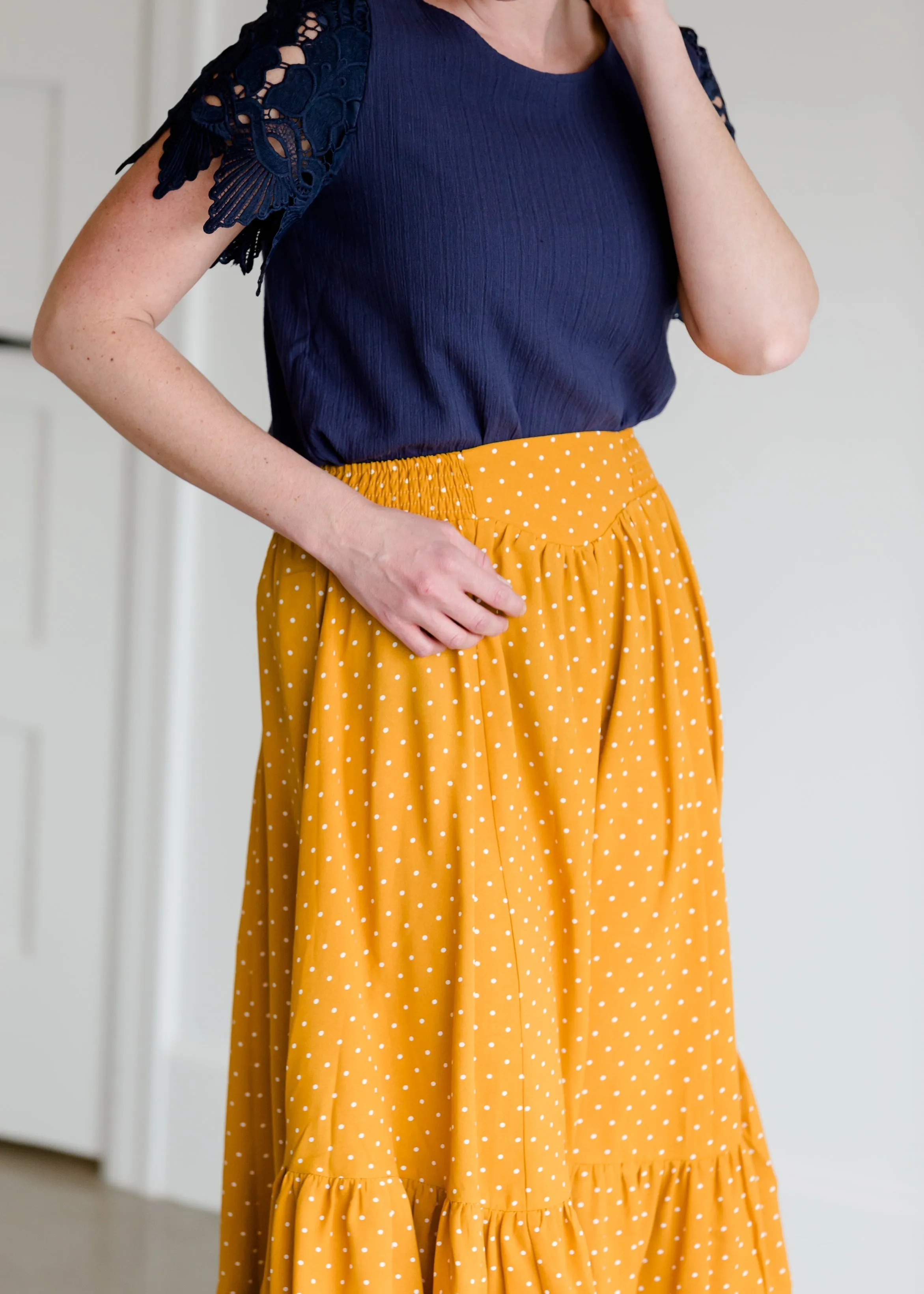 Polka Dot High Waist Ruffle Maxi Skirt - FINAL SALE