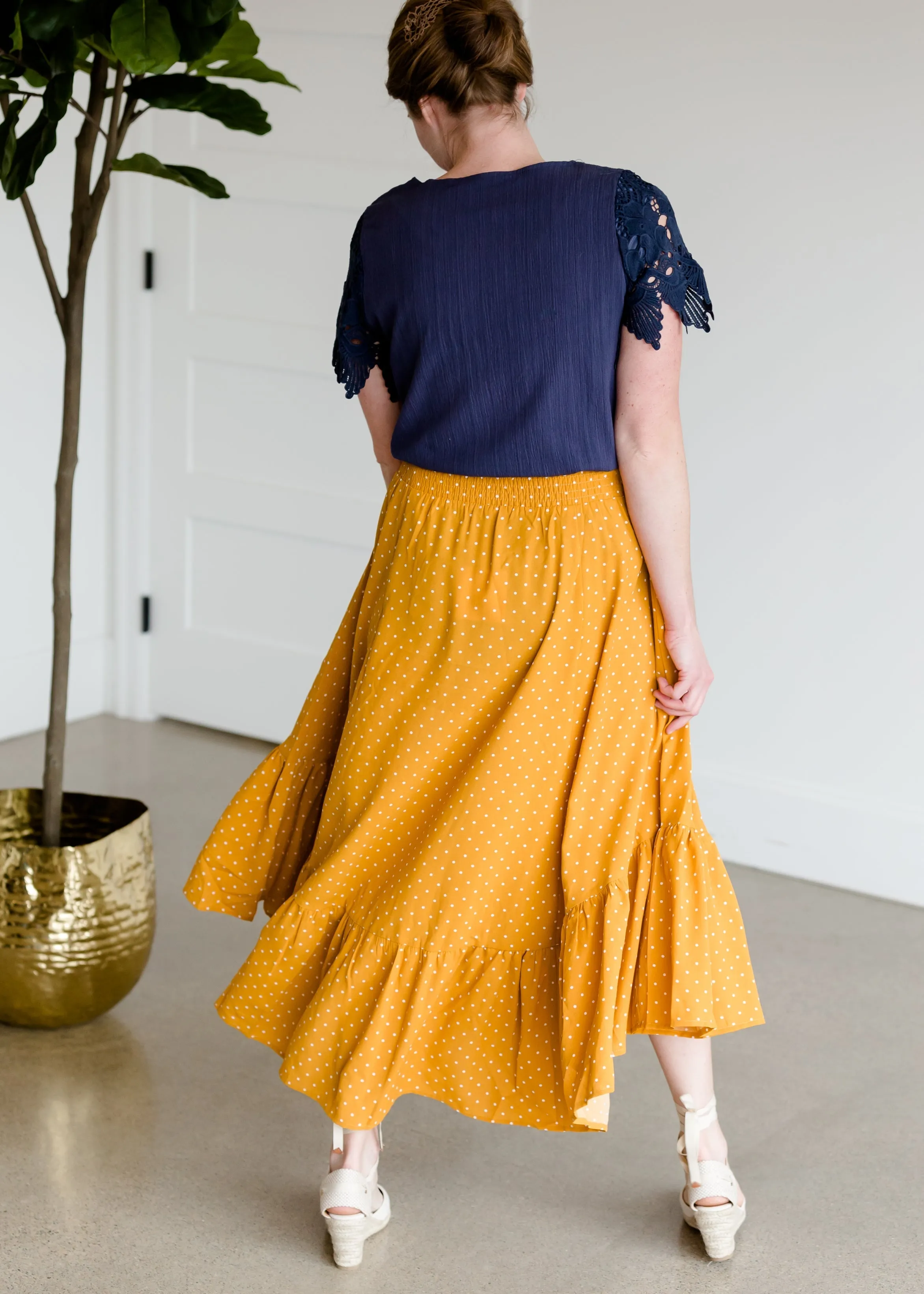 Polka Dot High Waist Ruffle Maxi Skirt - FINAL SALE