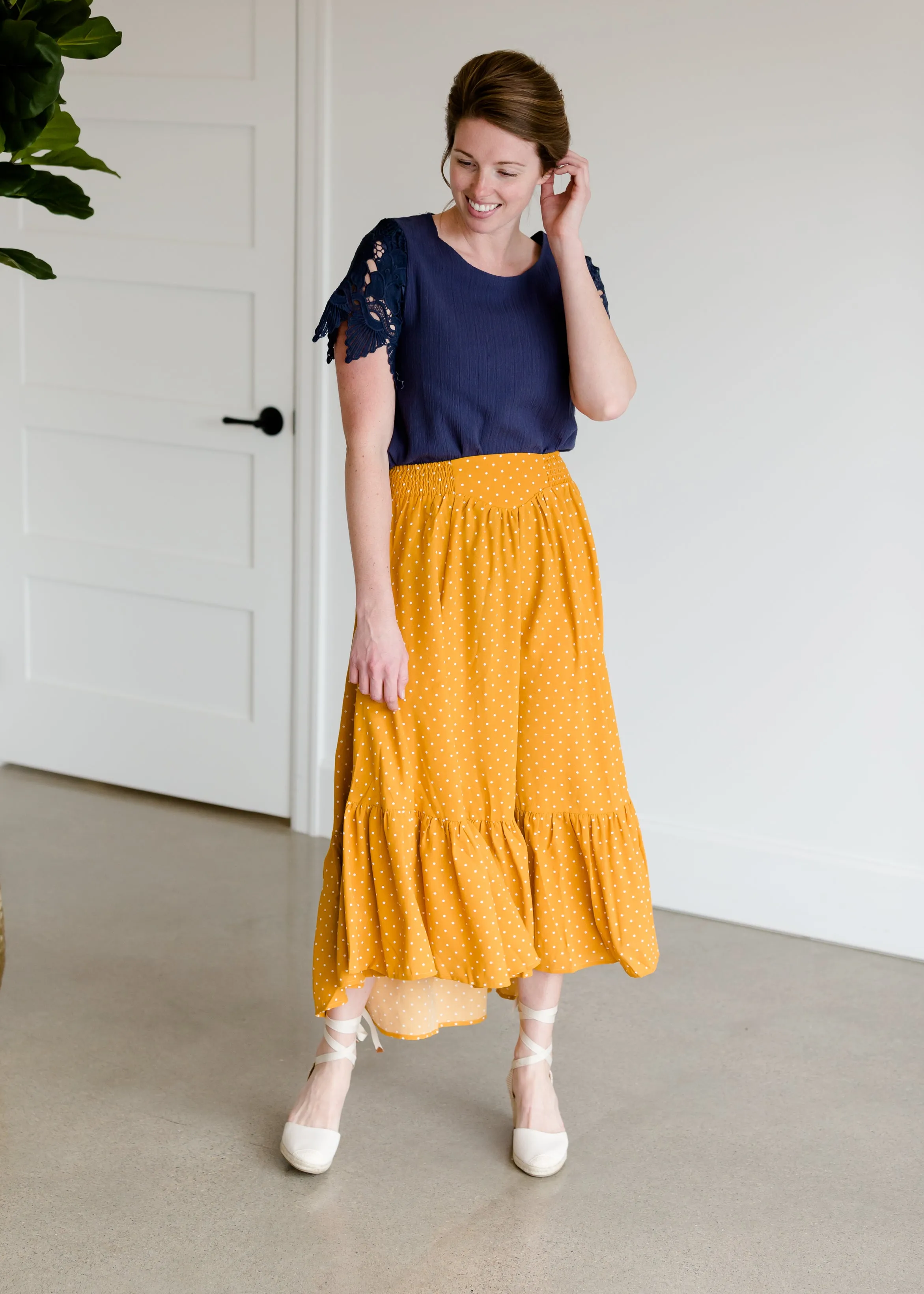 Polka Dot High Waist Ruffle Maxi Skirt - FINAL SALE