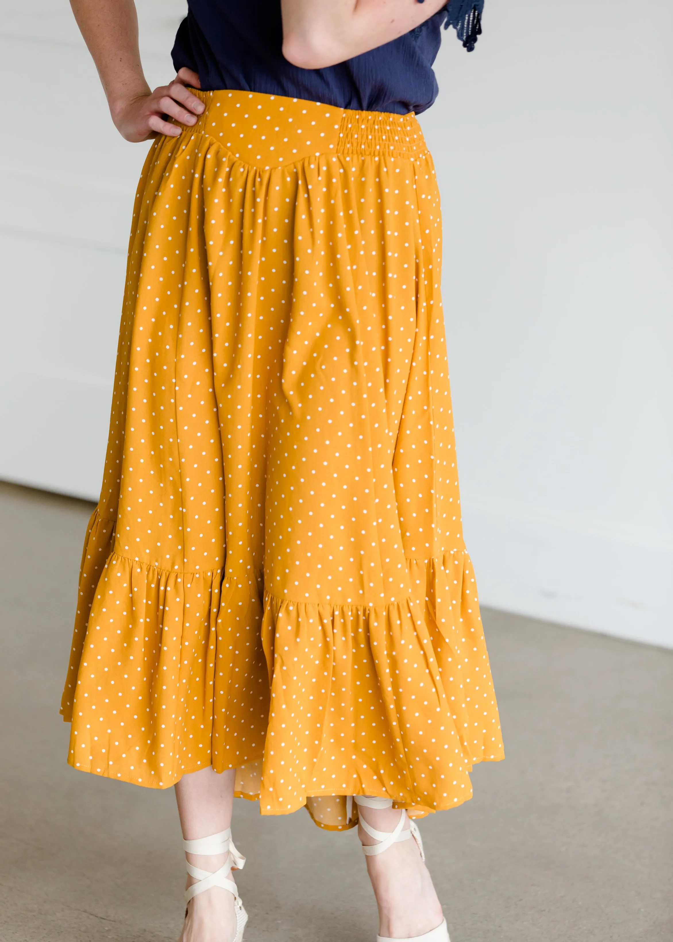 Polka Dot High Waist Ruffle Maxi Skirt - FINAL SALE