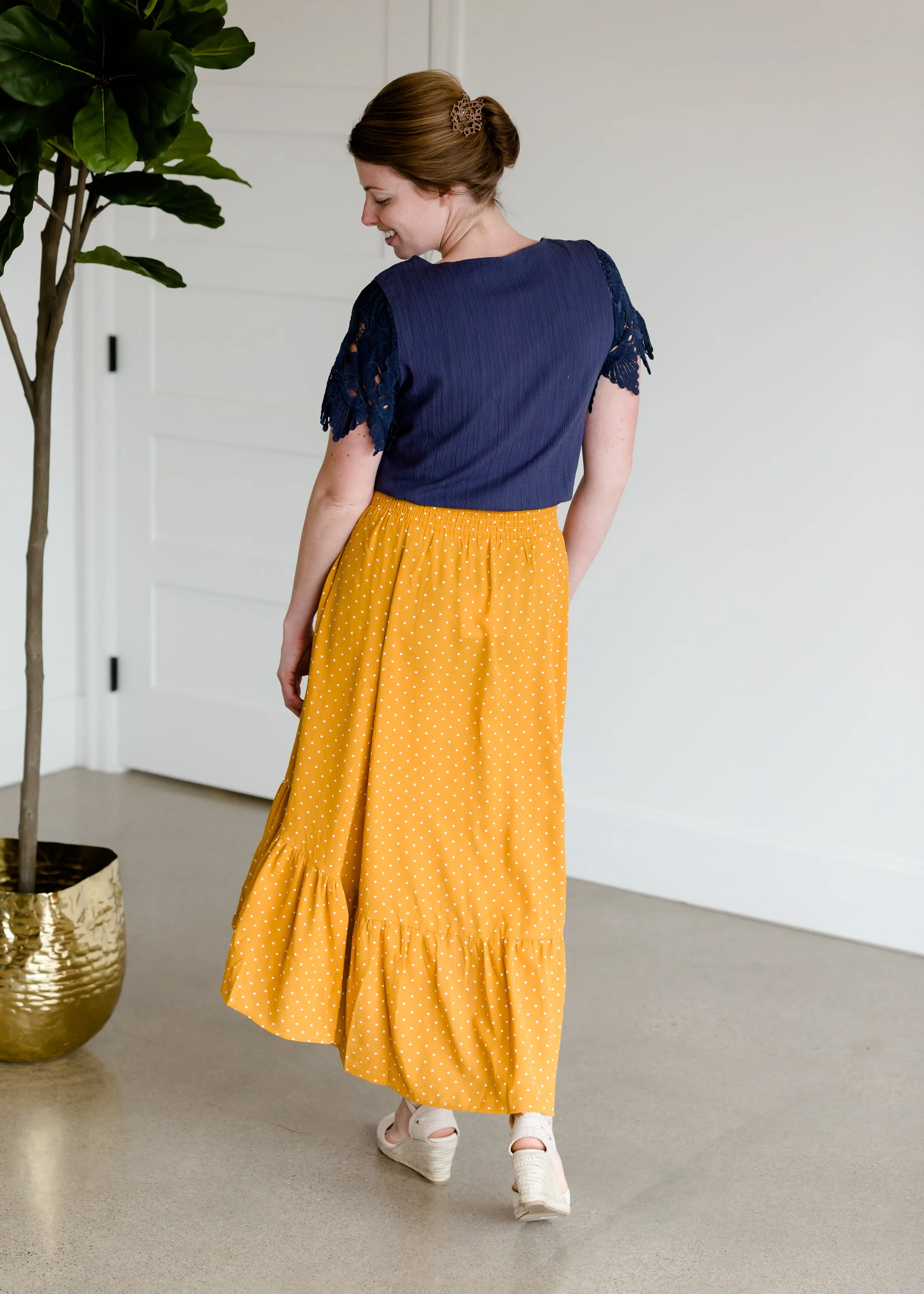 Polka Dot High Waist Ruffle Maxi Skirt - FINAL SALE