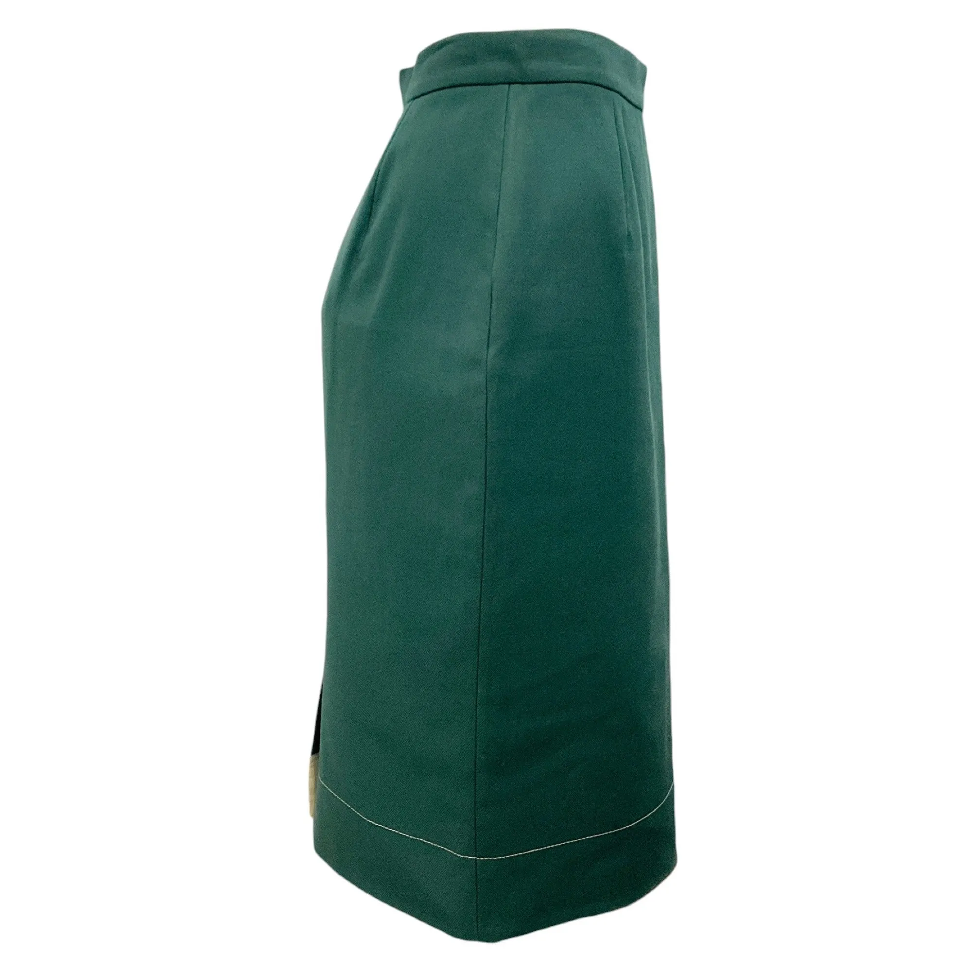 Prada Green Cotton Twill Pencil Skirt