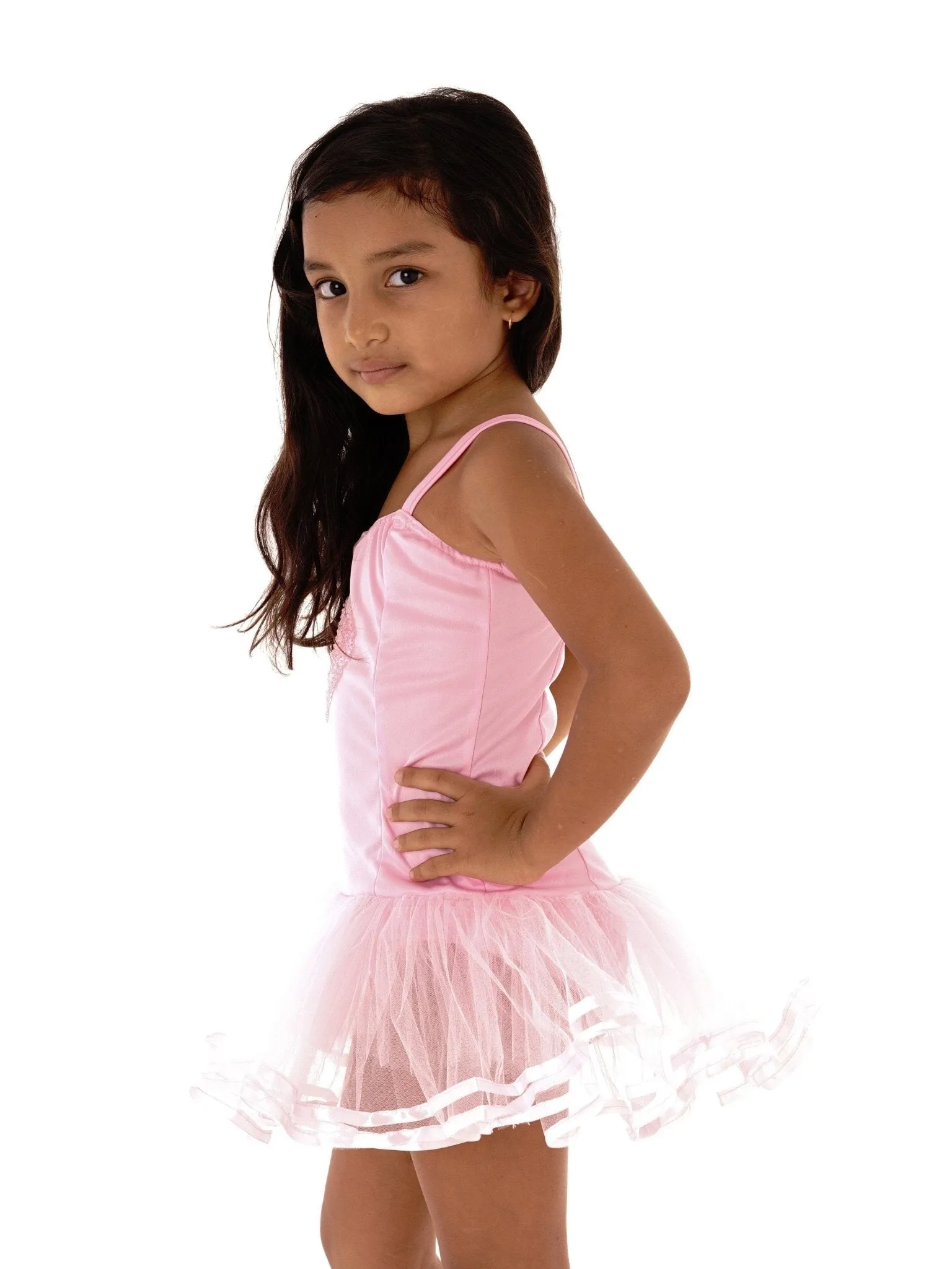 Princess Leotard Dress with Sequin Heart Design and Tutu