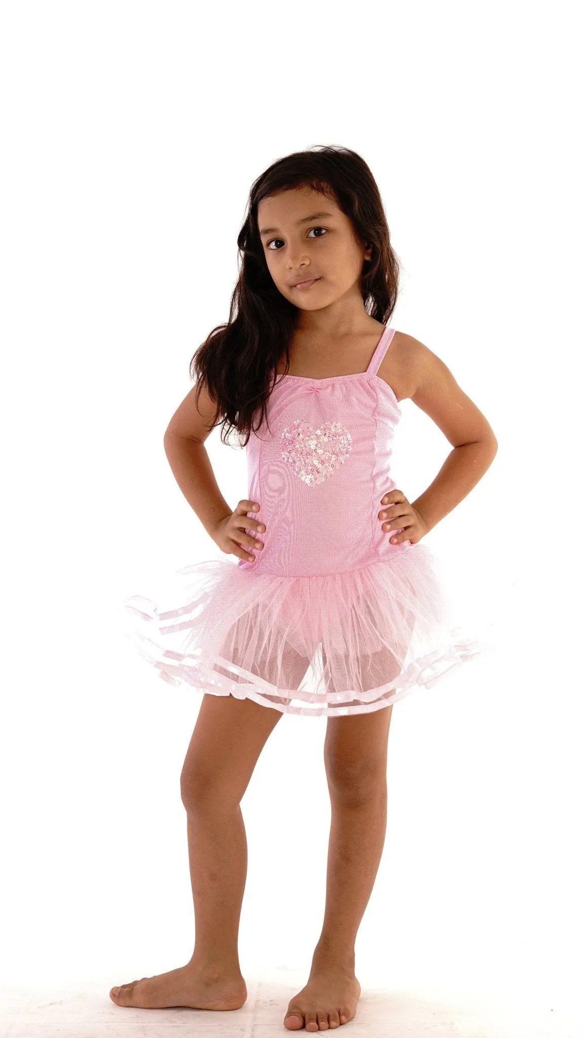 Princess Leotard Dress with Sequin Heart Design and Tutu