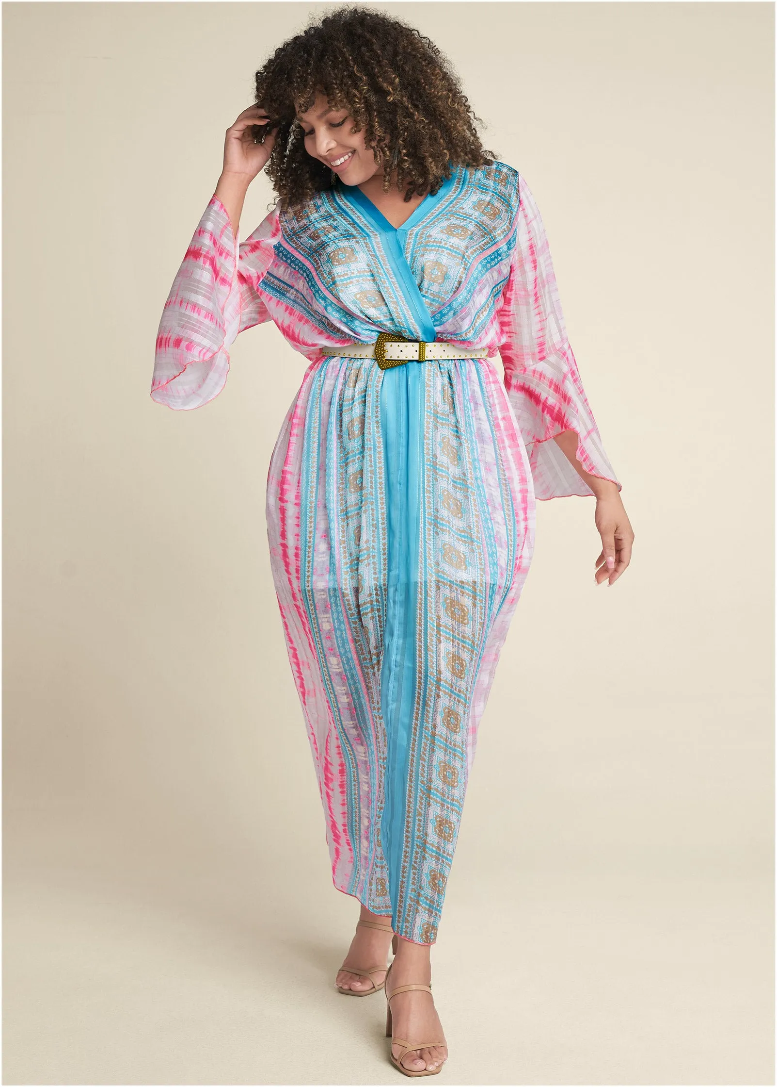 Printed Maxi Dress - Pink Multi