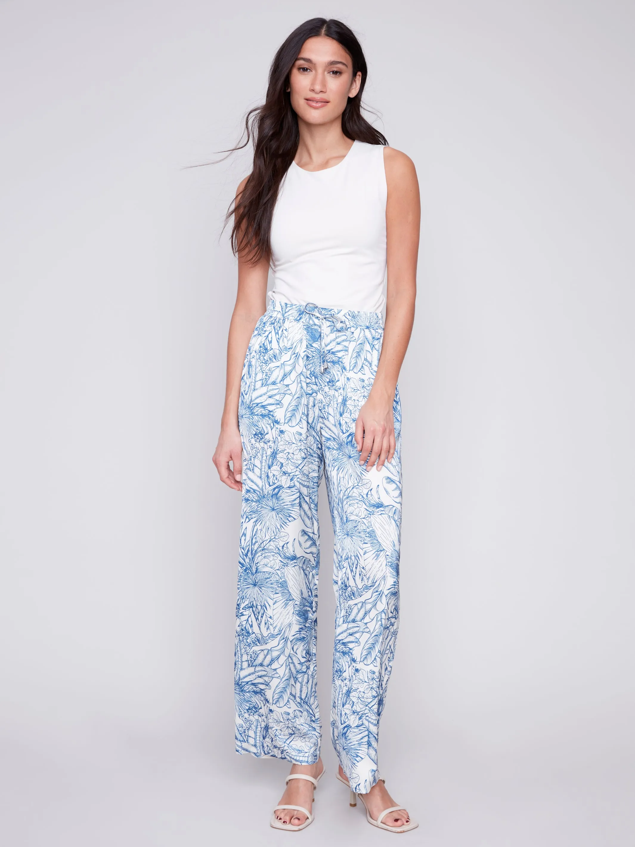 Printed Satin Wide Leg Pant