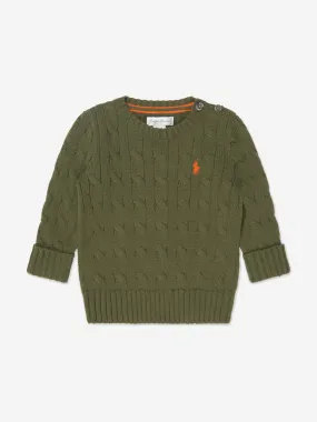 Ralph Lauren Baby Boys Cable Knit Sweater in Green