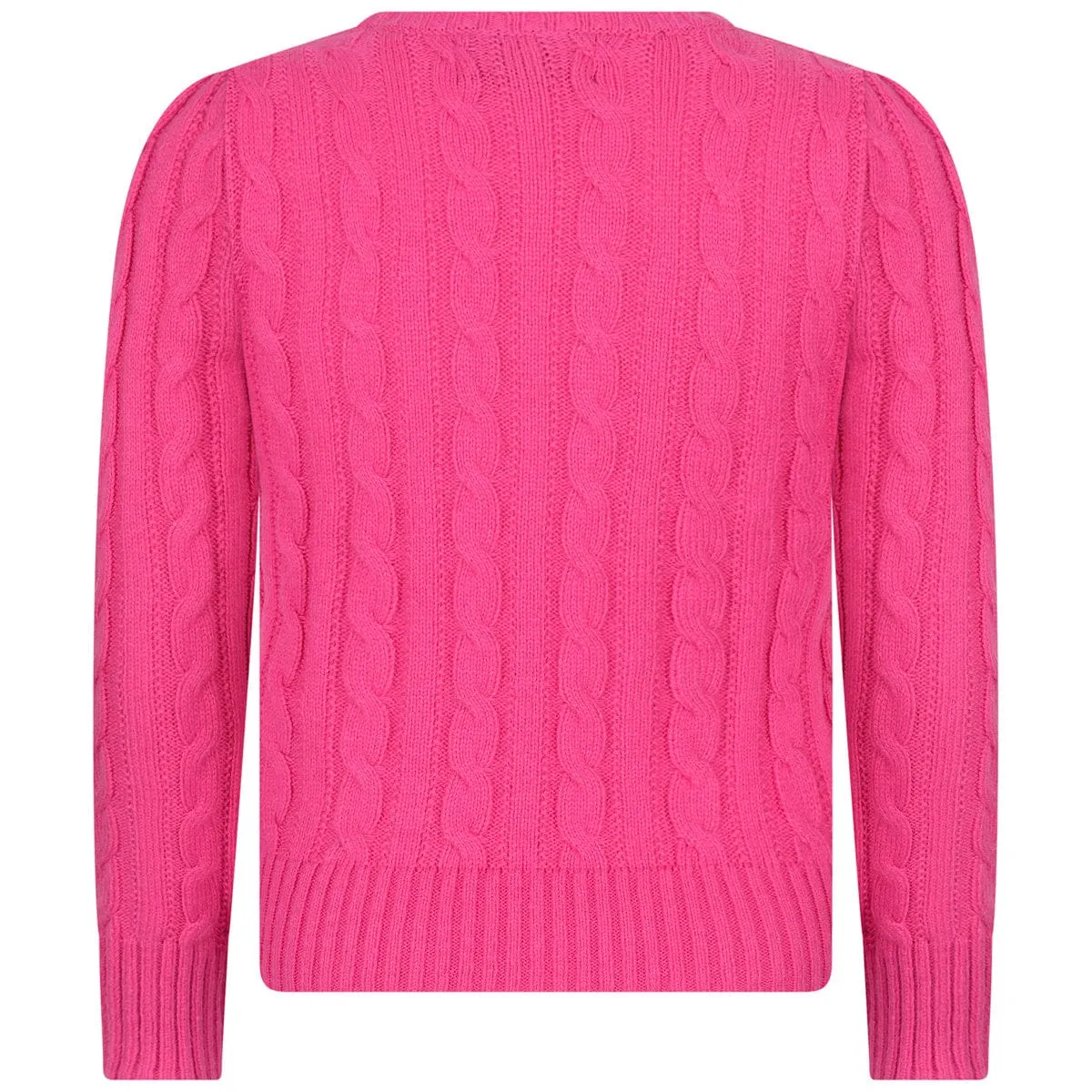 Ralph Lauren Girls Pink Cotton & Wool Blend Polo Sweater