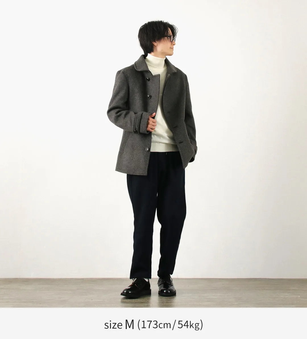 RE MADE IN TOKYO JAPAN / Wool Melton Stand Collar Pea Coat