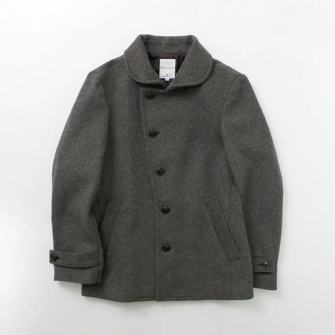 RE MADE IN TOKYO JAPAN / Wool Melton Stand Collar Pea Coat