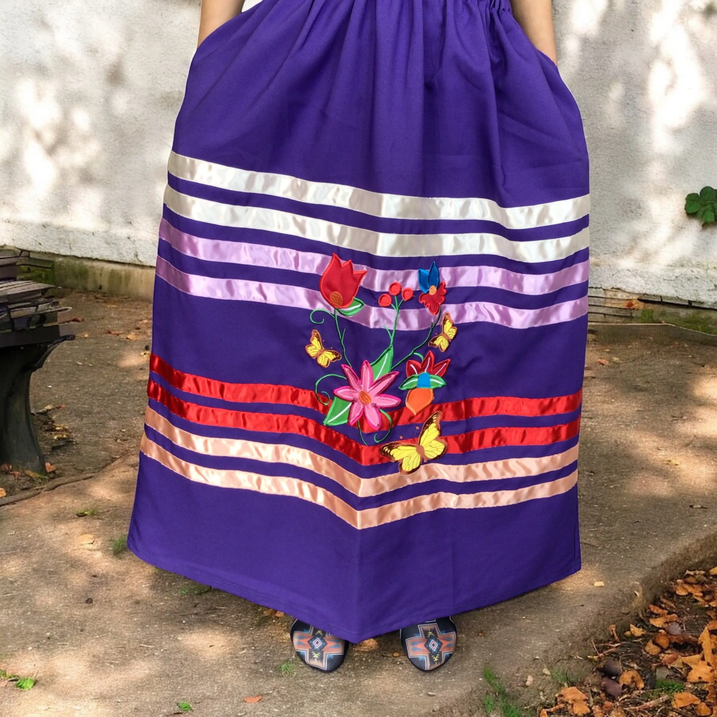 Ribbon skirt with Flower and Butterfly