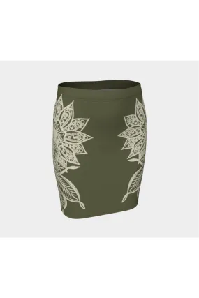 Sage Mandala Fitted Skirt