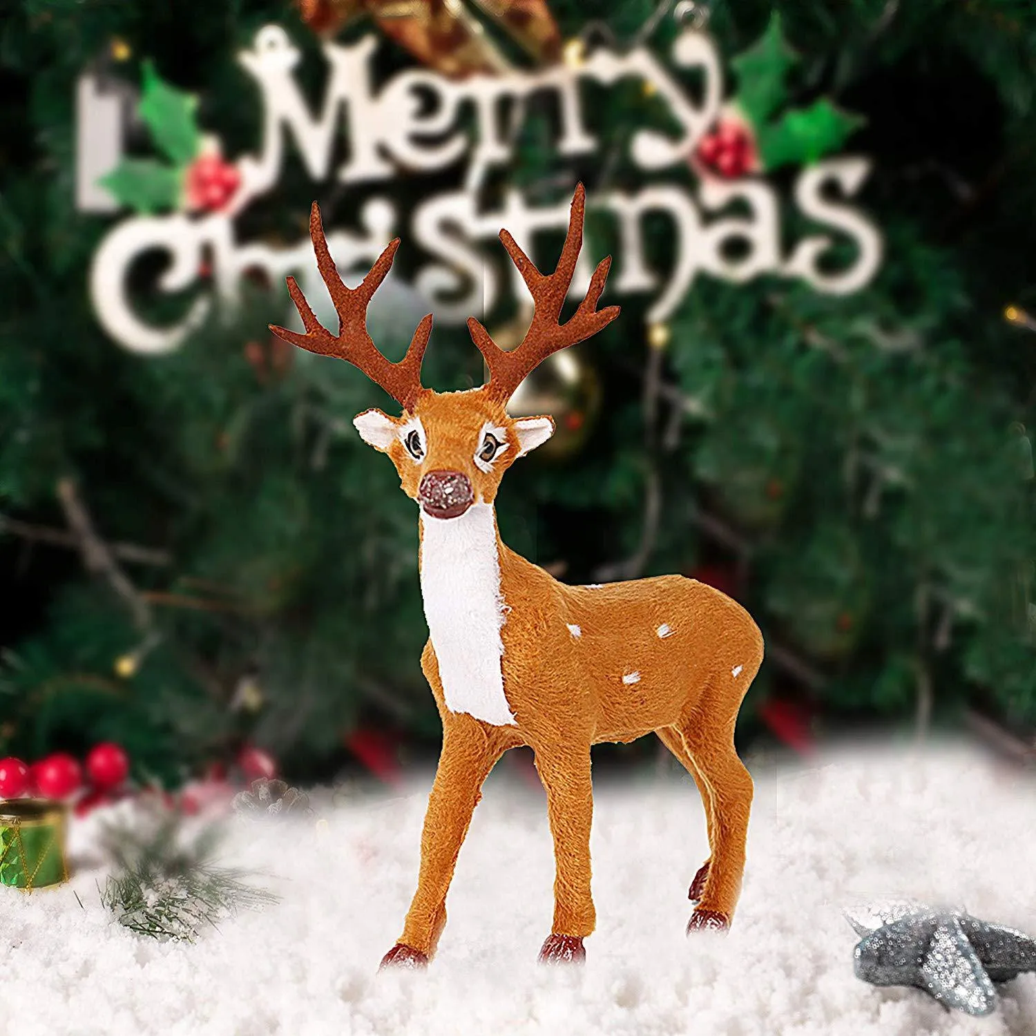 Santa's Reindeer Christmas Decoration, Simulation Christmas Reindeer for Home Festival Gift