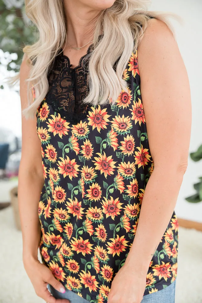 Seeking Sunflowers Lace Tank [Online Exclusive]