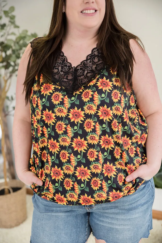 Seeking Sunflowers Lace Tank [Online Exclusive]