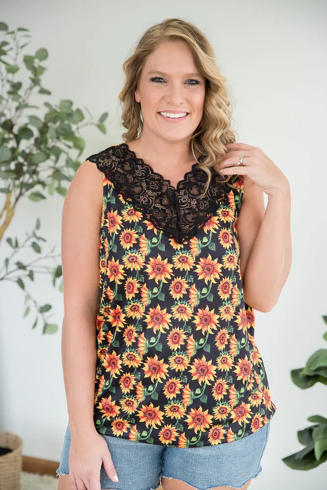 Seeking Sunflowers Lace Tank [Online Exclusive]