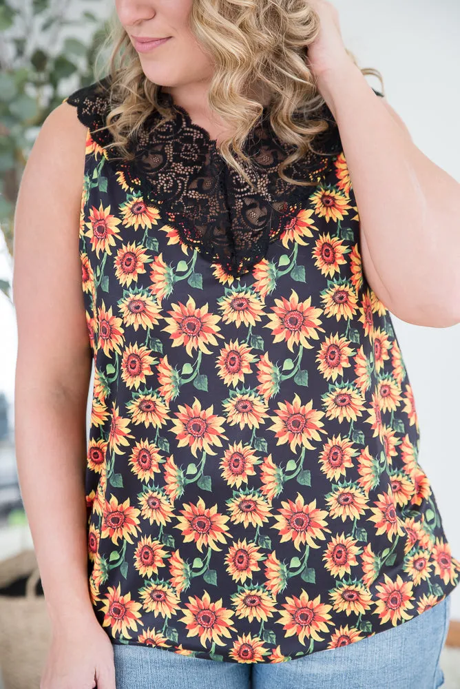 Seeking Sunflowers Lace Tank [Online Exclusive]