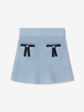 Self Portrait Girls Cotton Knit Mini Skirt in Blue