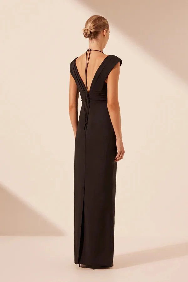 SHONA JOY - Lani Cross Front Ruched Maxi Dress - Black