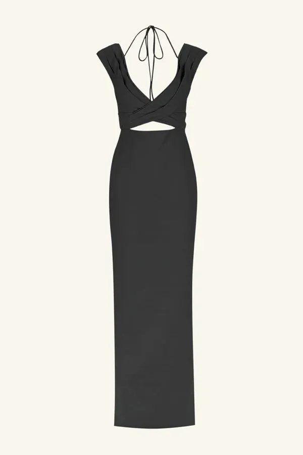 SHONA JOY - Lani Cross Front Ruched Maxi Dress - Black