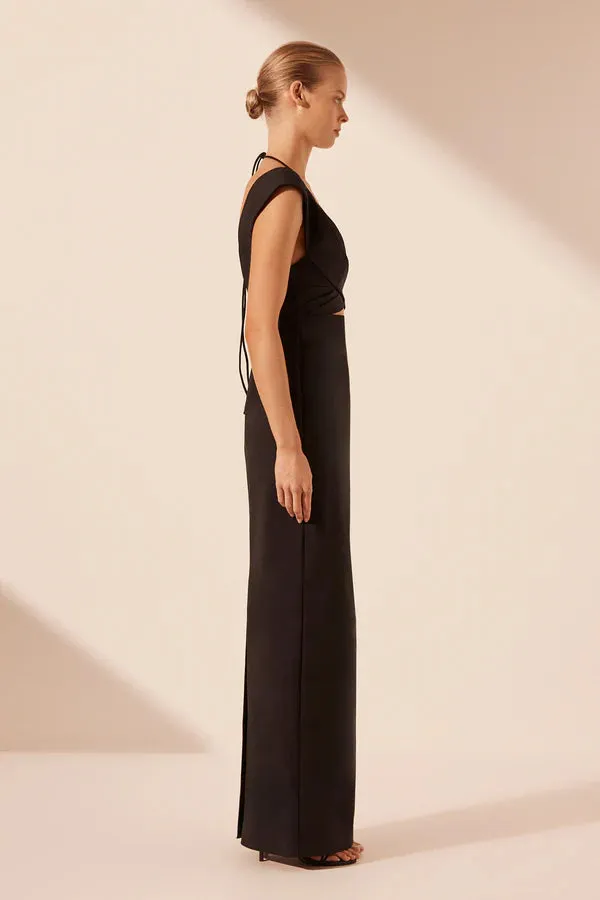 SHONA JOY - Lani Cross Front Ruched Maxi Dress - Black