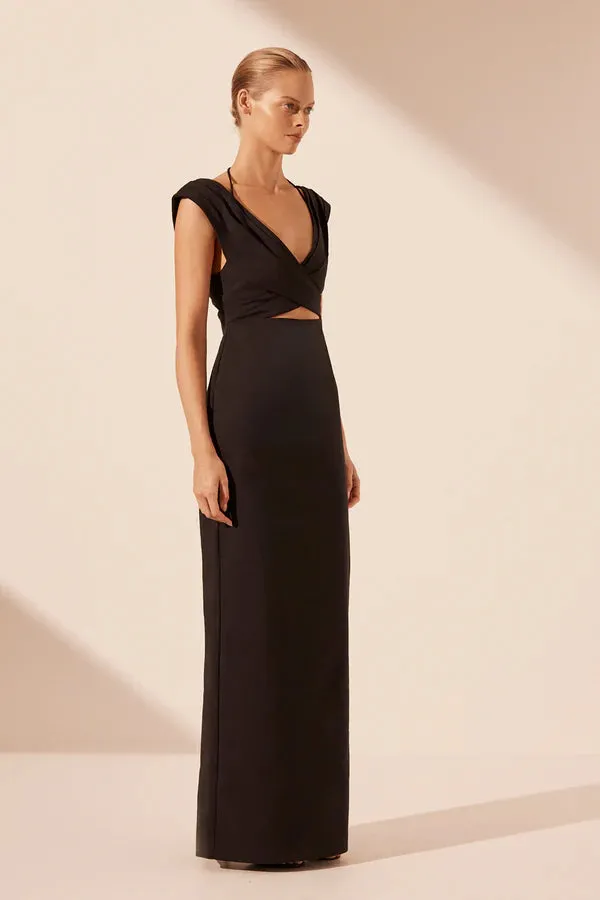 SHONA JOY - Lani Cross Front Ruched Maxi Dress - Black