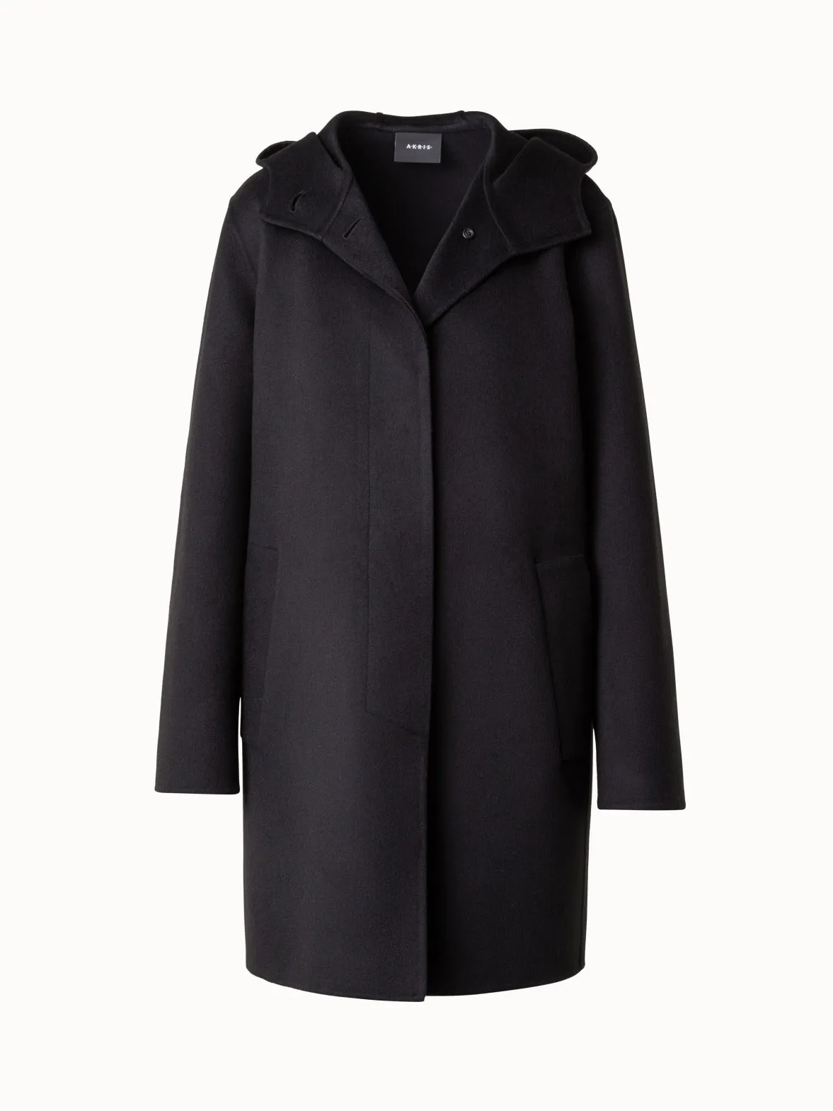 Short 100% Cashmere Coat with Hood