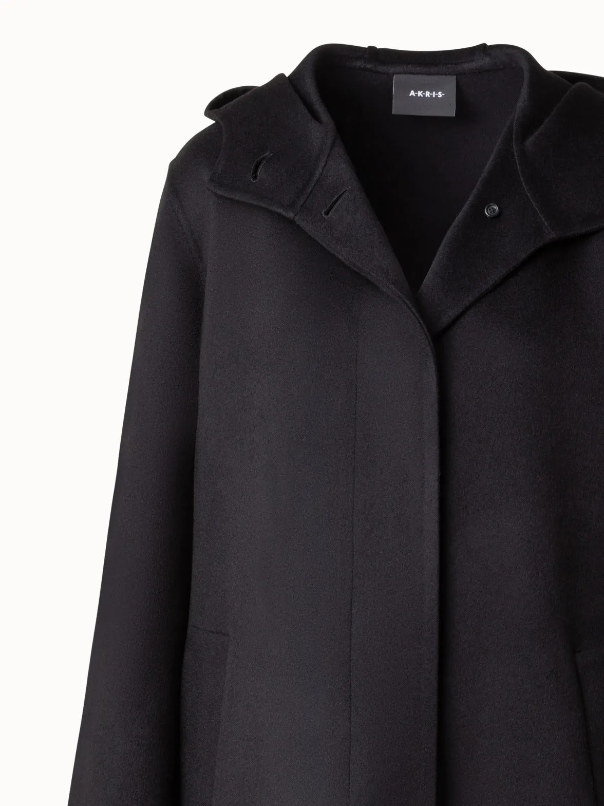 Short 100% Cashmere Coat with Hood