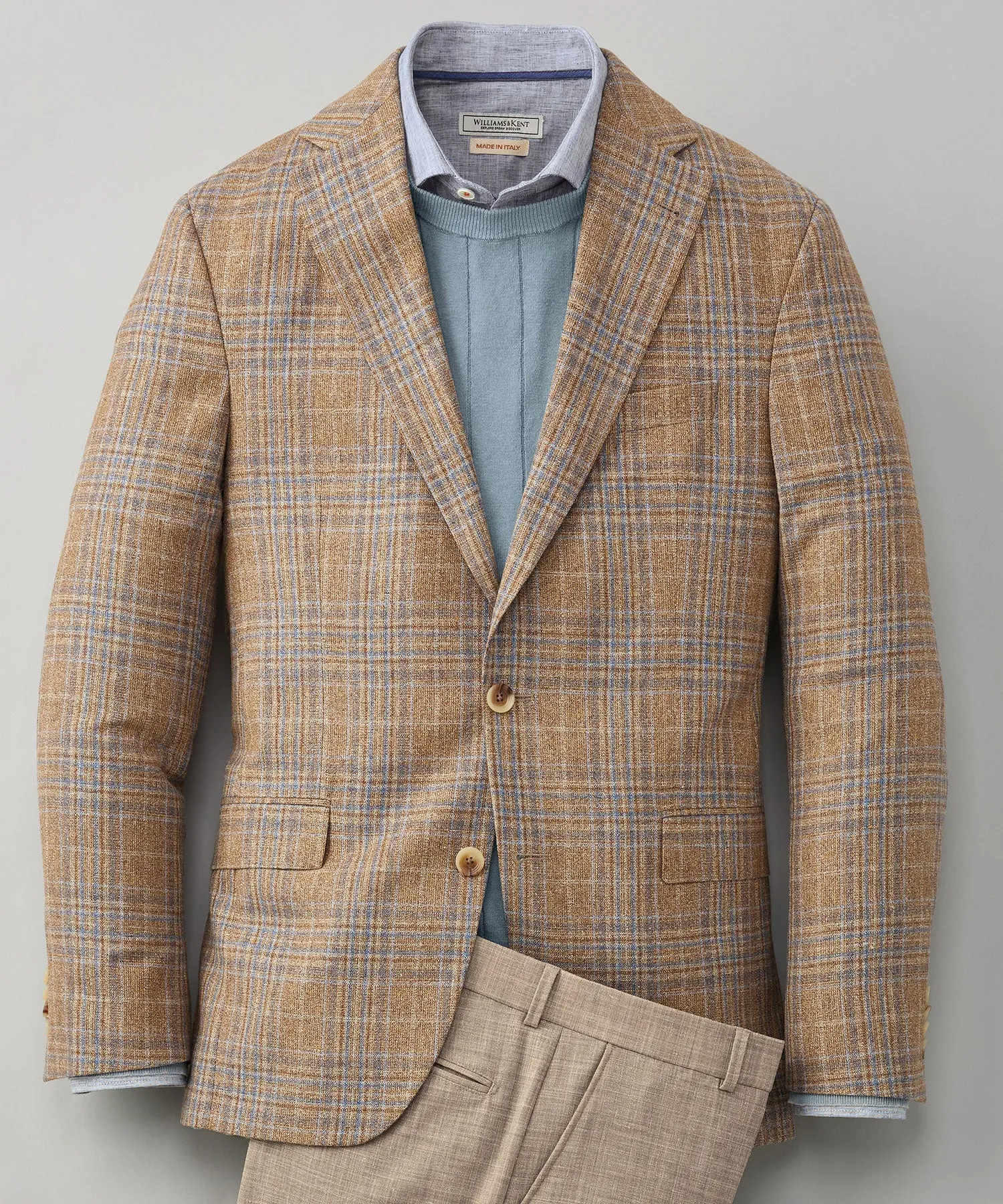 Silk-Wool Plaid Sport Coat