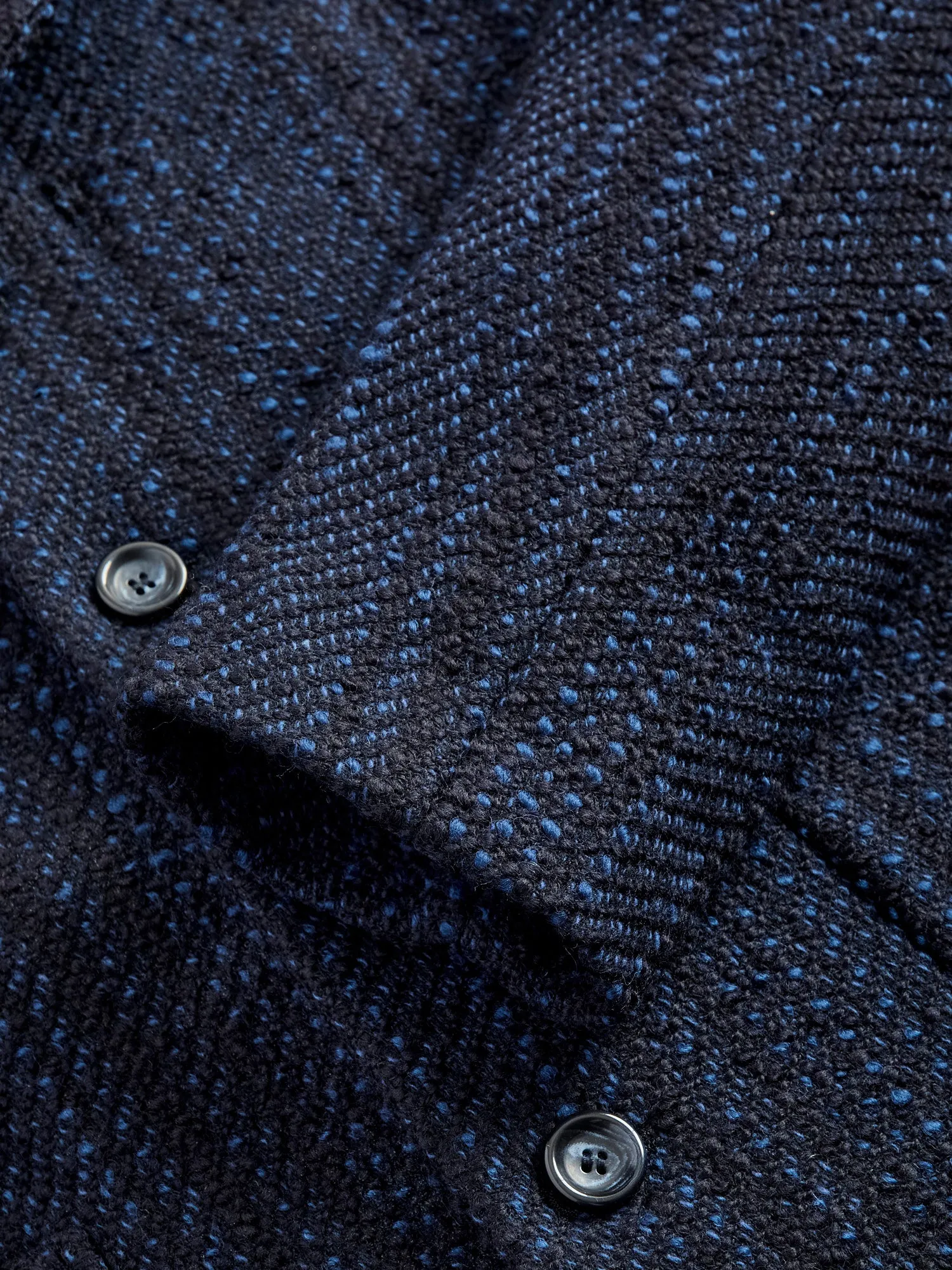 Slub Yarn Tweed 5B Jacket in Dark Navy