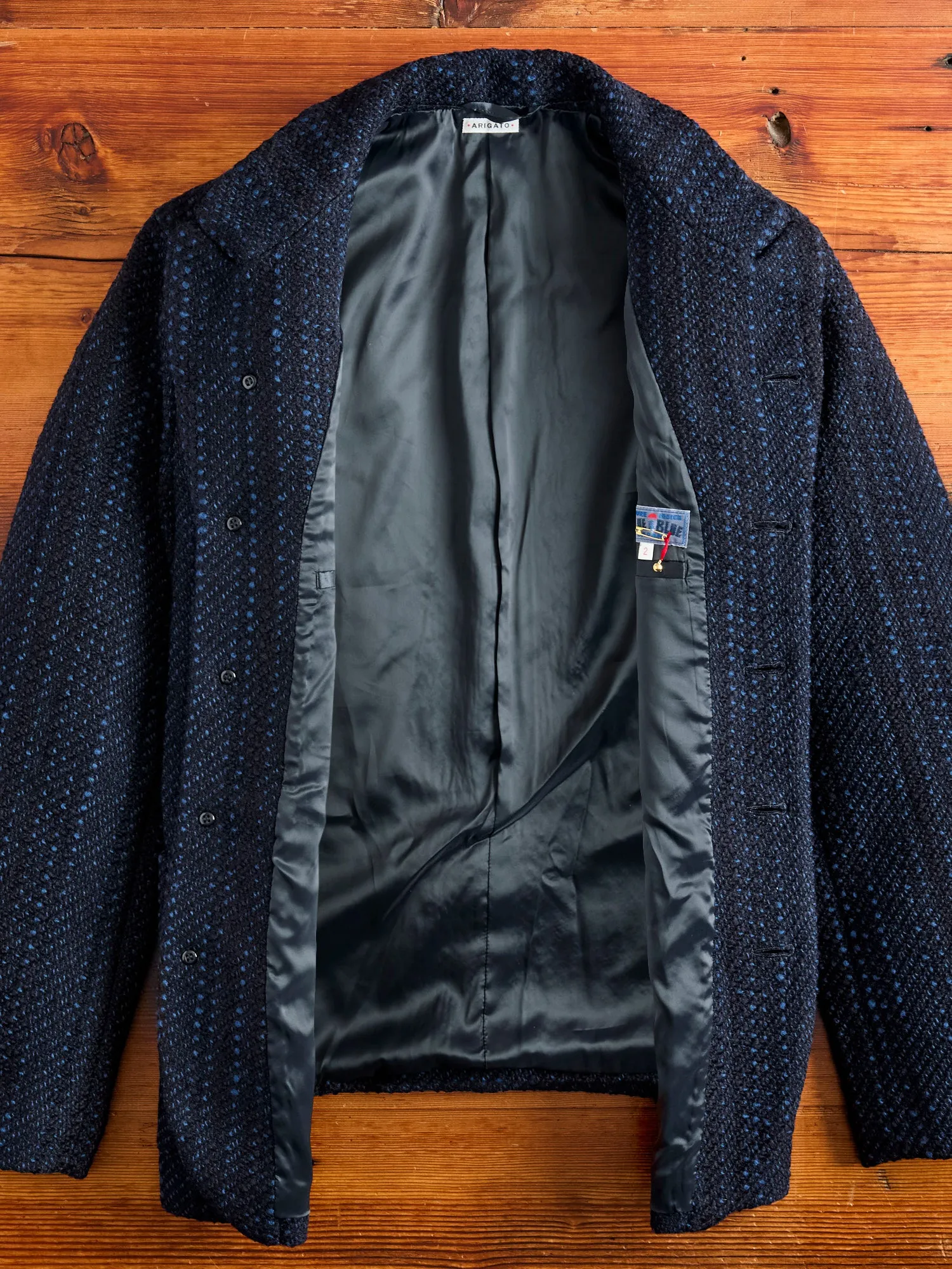 Slub Yarn Tweed 5B Jacket in Dark Navy