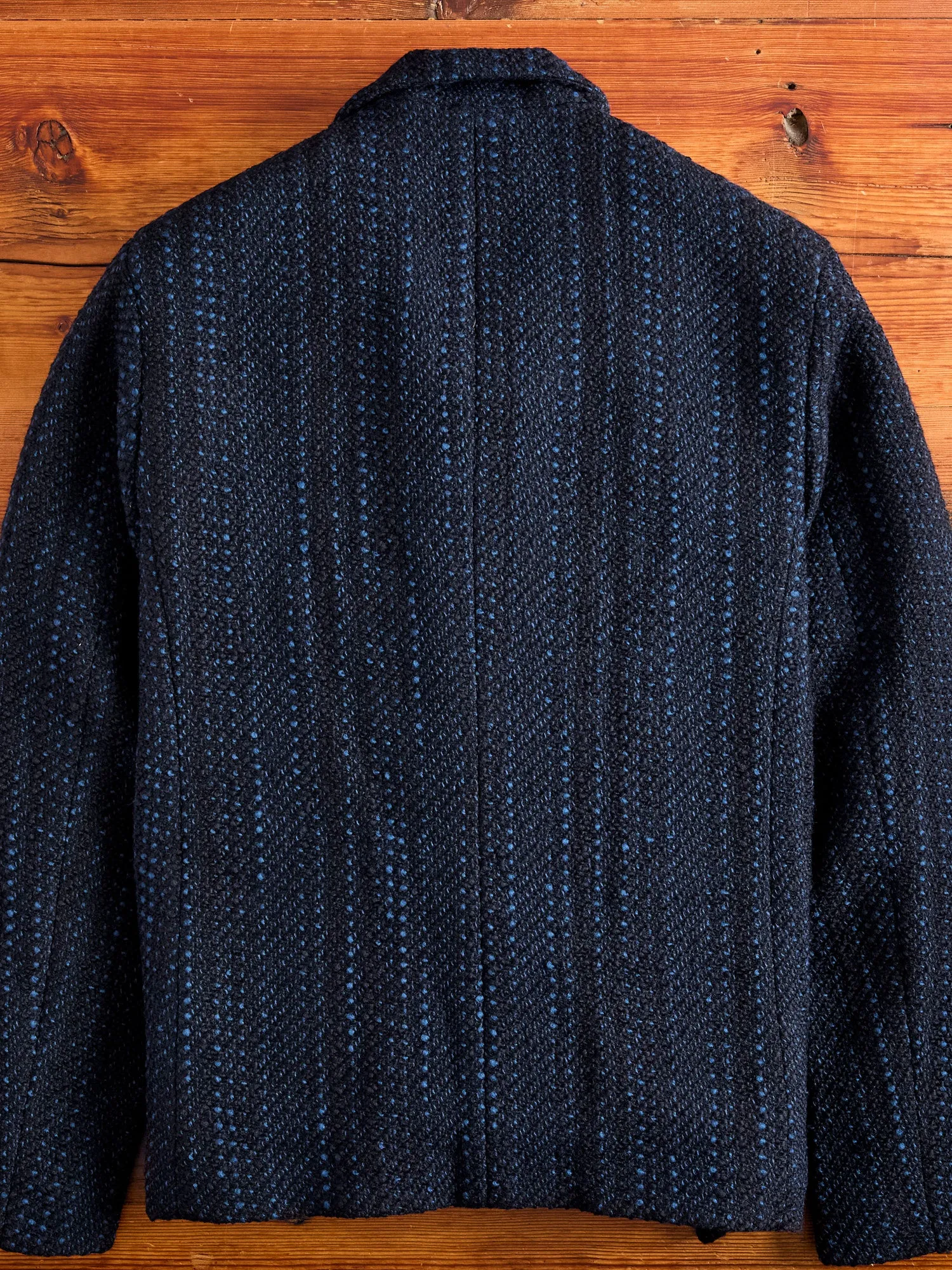 Slub Yarn Tweed 5B Jacket in Dark Navy